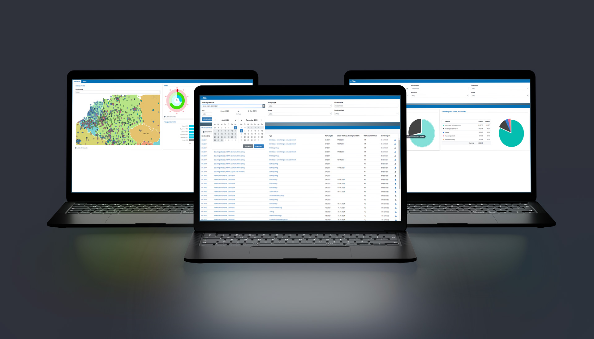3 Screenshots als Referenz Software auf einem Mockup