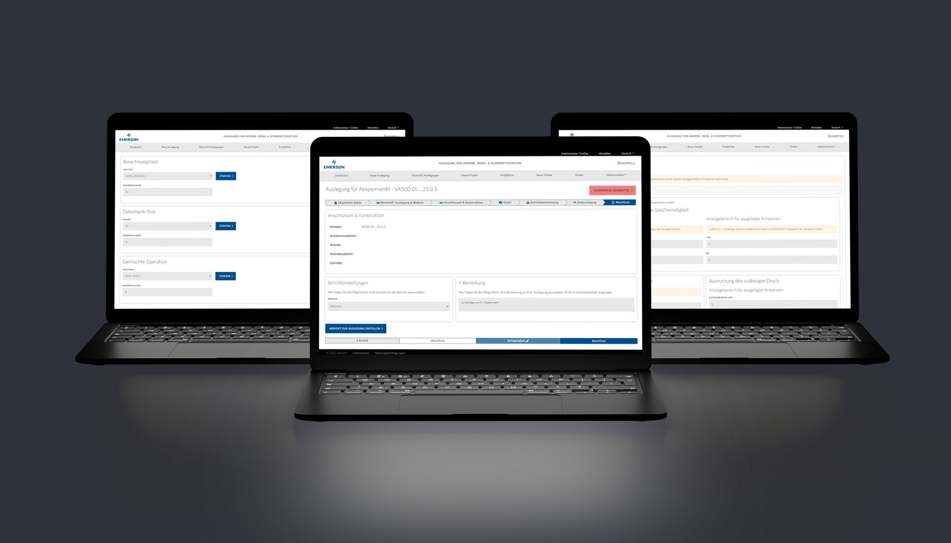3 Screenshots als Referenz Software auf einem Mockup
