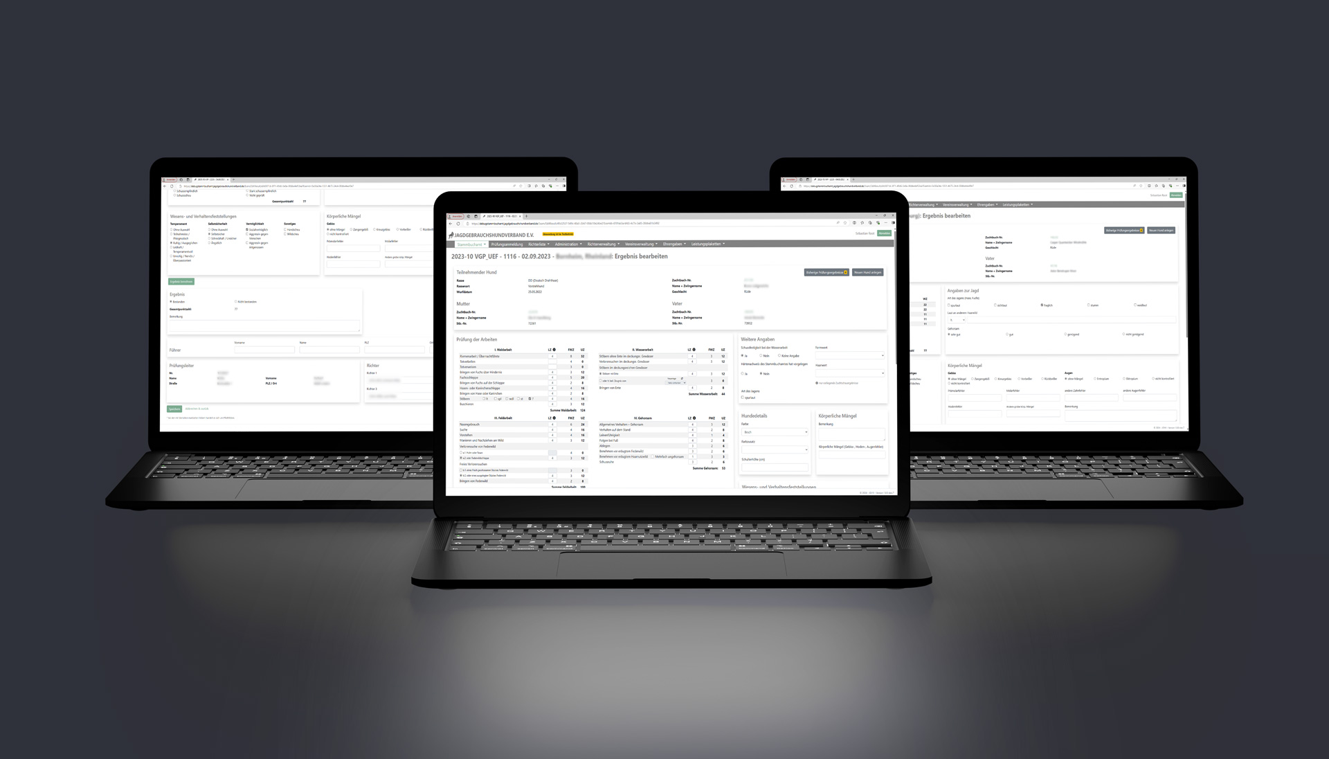 3 Screenshots als Referenz Software auf einem Mockup