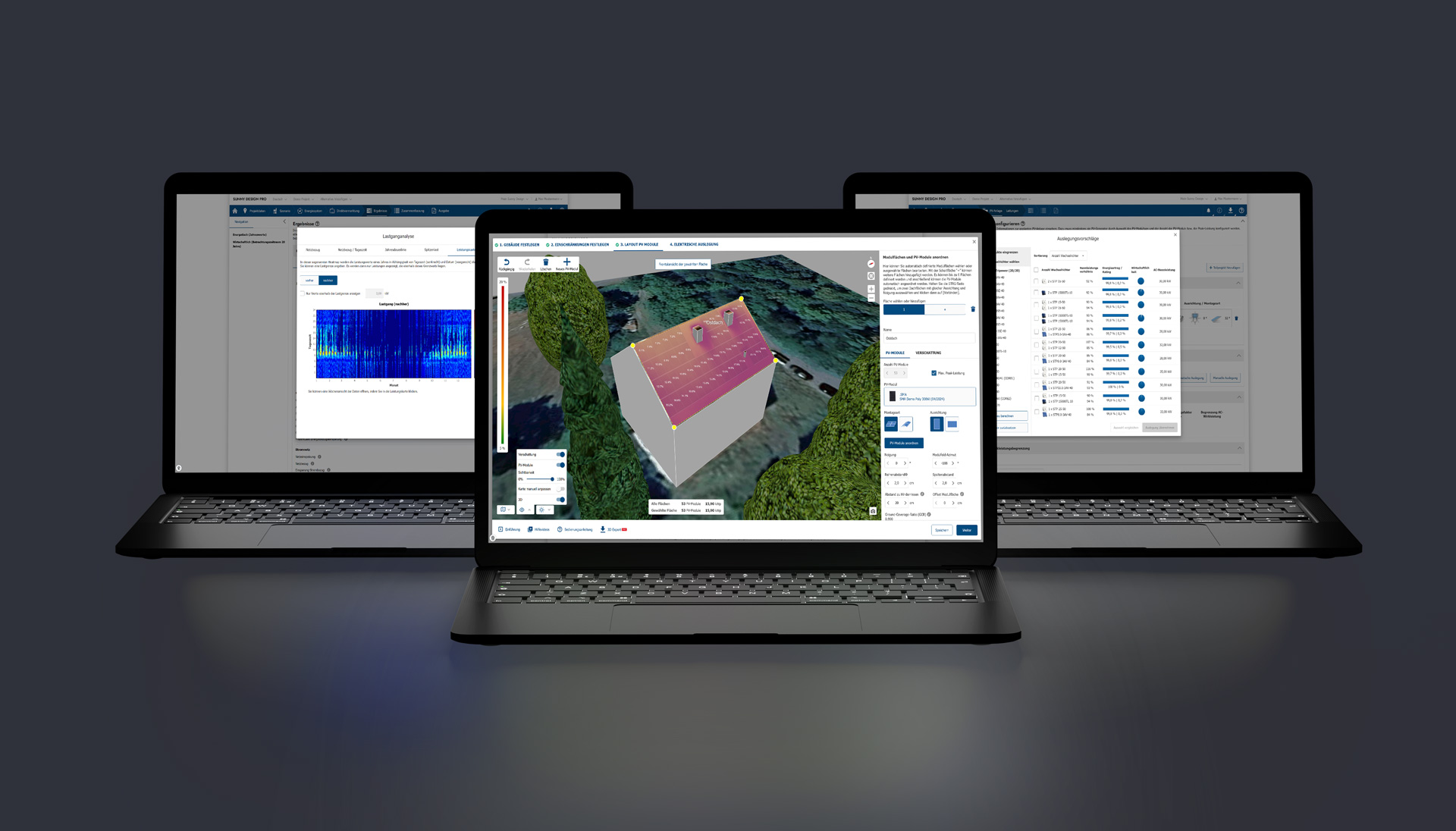 3 Screenshots als Referenz Software auf einem Mockup